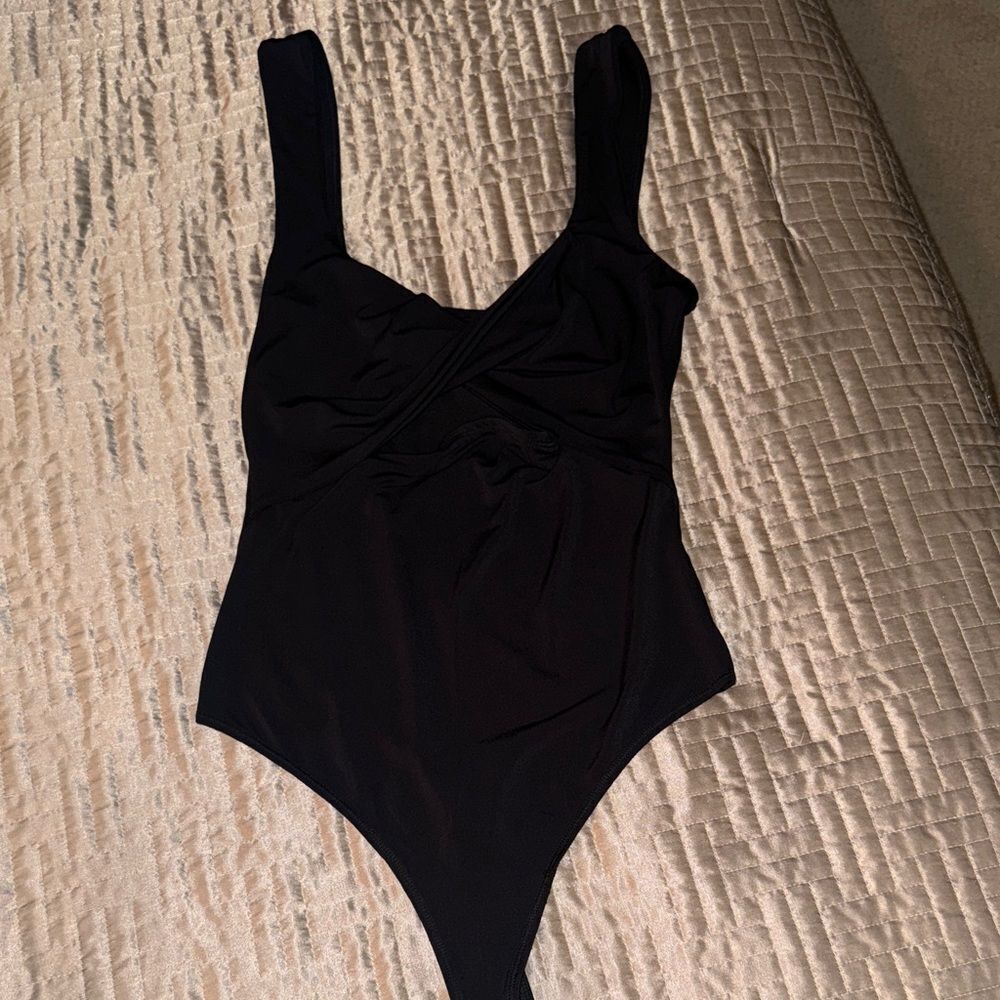Abercrombie & Fitch Black open front  Bodysuit
